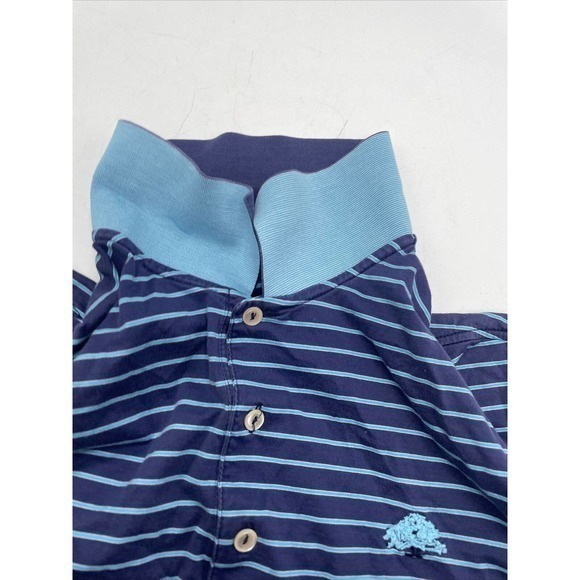 Peter Millar Polo Mens Large Summer Comfort Colorful Fun Striped Golf Shirt Blue - Picture 6 of 7